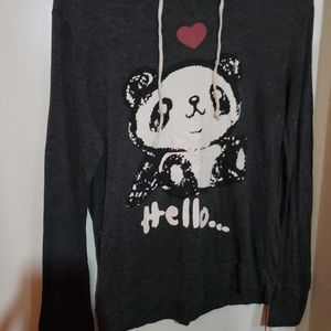 Hello Goodbye Panda Hooded Long Sleeve Shirt